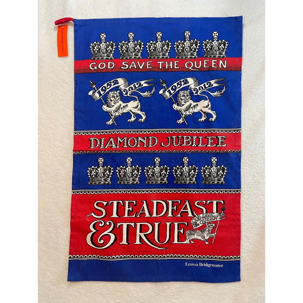 Emma Bridgewater Diamond Jubilee Tea Towel God Save The Queen Corgi 1952-2012